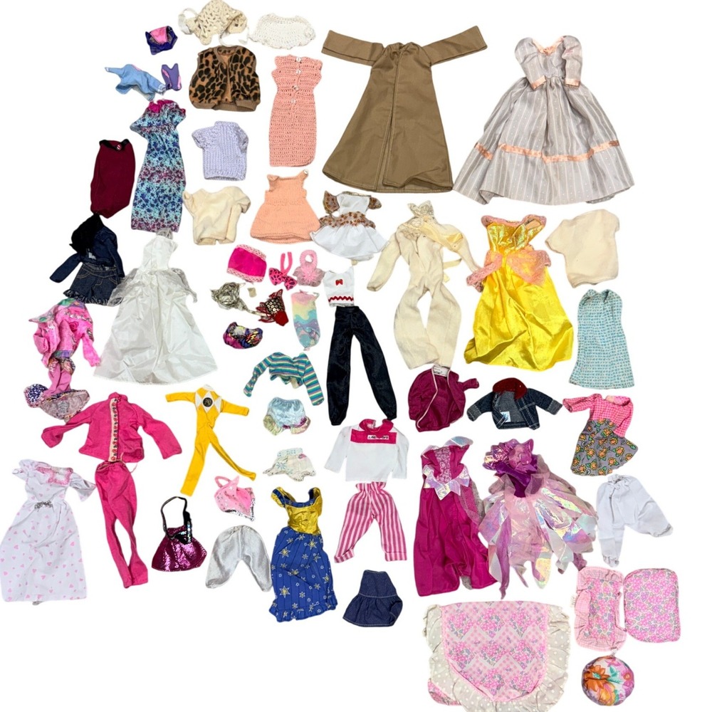 Vintage Barbie Doll Clothes HUGE Lot Mixed Accessories Gowns Outfits - BL